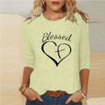 thumbnail image 2 of Penkiiy Hauts à Manches 3/4 Imprimés Cœur pour Femmes Col Rond Tunique de la Saint-Valentin Blouse L Kaki, 2 of 5