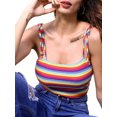 thumbnail image 2 of INSPIRE CHIC Women's Rainbow Striped Tie Spaghetti Straps Summer Cami Tube Tops, 2 of 7