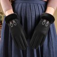 thumbnail image 1 of Woman Warm Snow Gloves Thick Soft Faux Rabbit Plush Edge Anti-slip for Cold Weather Outdoor Skiing and Cycling, 1 of 2