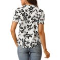 thumbnail image 3 of GRACE & GRANDEUR Blouse Florale Décontractée à Manches Courtes pour Femme, à Volants, Col Noué, m Blanc, 3 of 7