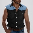 thumbnail image 2 of Sentmoon Mens Tank Top Undershirt Summer Sleeveless Lapel Undershirt Color Block with Pockets Relaxed Fit Oversized Running Mens Compression Shirt Hawaii for Running in Hot Weather M, 2 of 6