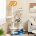 thumbnail image 2 of Petsite Ocean-themed Cat Tree Tower with Sisal Covered Scratching Posts Condo Perch Hammock, 2 of 10