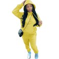 thumbnail image 1 of MAWCLOS Ladies Two Piece Outfit Drawstring Tracksuit Sets Long Sleeve Jogger Set Straight Leg Sports Hooded Neck Sweatsuits Yellow 2XL, 1 of 4