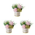 thumbnail image 4 of relayinert Simulation Flower Set Low Maintenance Easy To Clean Fake Peony Silk Hydrangea Flower Silk Artificial Flowers With Vase Pinellia Pink 3Set, 4 of 6