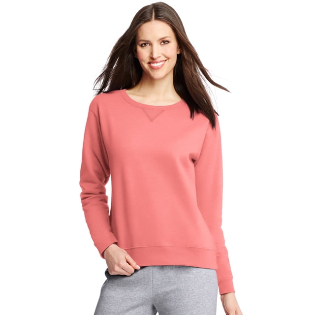 Hanes Womens ComfortSoft EcoSmart Crewneck Sweatshirt, L, Charisma Coral