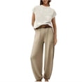 thumbnail image 1 of Timegard Ensembles Lounge pour Femmes 2 Pcs Hauts Courts Amples à Manches Cap Courtes Pantalons à Bas Resserré avec Poches Tenues, 1 of 4
