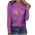 thumbnail image 1 of Pisexur Hauts d'Automne pour Femmes Mode Mignon T-Shirt Imprimé Graphique Hauts Col Rond Manches Longues Chemises pour Femmes Habillées Décontractées Sorties Hauts Confort Polyvalents Légers T-Shirts, 1 of 5