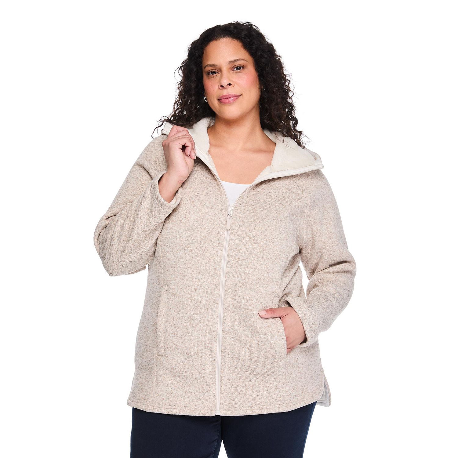 George Women's Plus Faux Shearling Zip Up Jacket