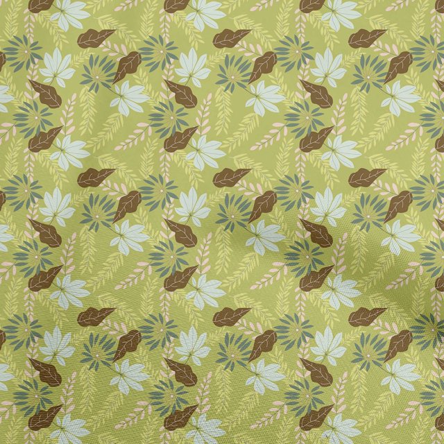 oneOone Polyester Spandex Olive Green Fabric Tropical Leaf Craft Projects Decor Fabric Printed By The Yard 56 Inch Wide