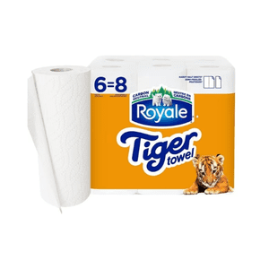 Royale Tiger Towel Paper Towel 6 Equal 8 Handy Half Sheet Rolls, 2-Ply, 66 Half Sheets