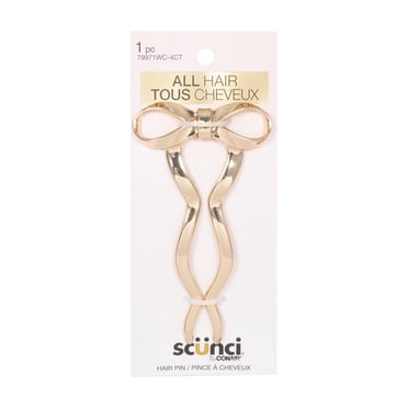 Scunci Bow French Pin, Gold‑Tone Hair Pin for Buns and French Twists