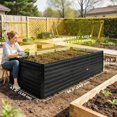 thumbnail image 3 of Outsunny 8x4x2ft Galvanized Raised Garden Bed, Open Bottom, Black, 3 of 10