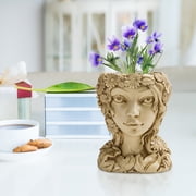 ZZkhGO Head Planter Face Flower Pot, Decorative Girl Statue Planter, Resin Indoor Outdoor Garden Pot for Succulents Herbs Plants