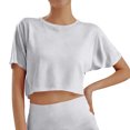 thumbnail image 2 of Crop Tops For Girls Short Sleeve Shirt Girls Summer Tops Neck Slim Fit Tops Basic Tee, 2 of 4