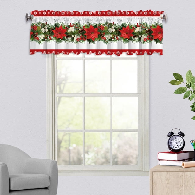 Yhmxh Essential For Christmas 137x45cm/53.9x17.7inches The Exquisite Christmas Style Window Drapery Festive Decorations Making The Window Wear The Coat Of Christmas Polyester Curtain