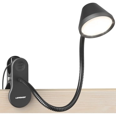 LEPOWER Lampe à Pince, 300 LM 5 Températures de Couleur Lumière de Livre à Intensité Réglable pour Lecture au Lit, Mode Veilleuse, Réglage de Minuterie, Luminosité de 2 % à 100 %, pour Lit, Tête de Lit et Plus