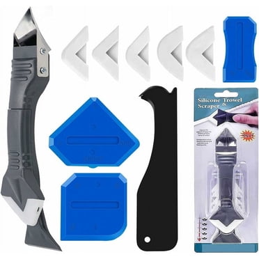 Trousse d'Outils de Calfeutrage, Outil de Finition pour Scellant avec 5 Tampons en Silicone Remplaçables, Multifonction pour Éliminer les Imperfections de Surface, Grand Application dans la Cuisine et la Salle de Bain (4 Pcs)