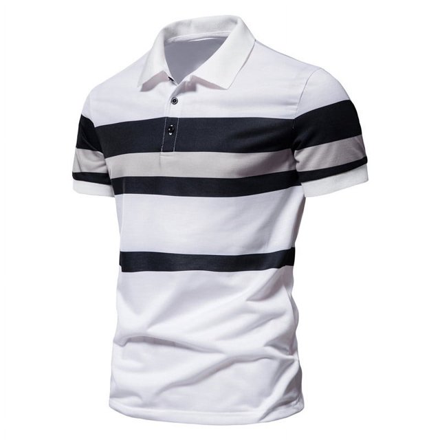 Aqestyerly Chemise à Rayures pour Homme à Boutons, Manches Courtes, Col Rabattu, Blouse d'Été Décontractée HWRETIE