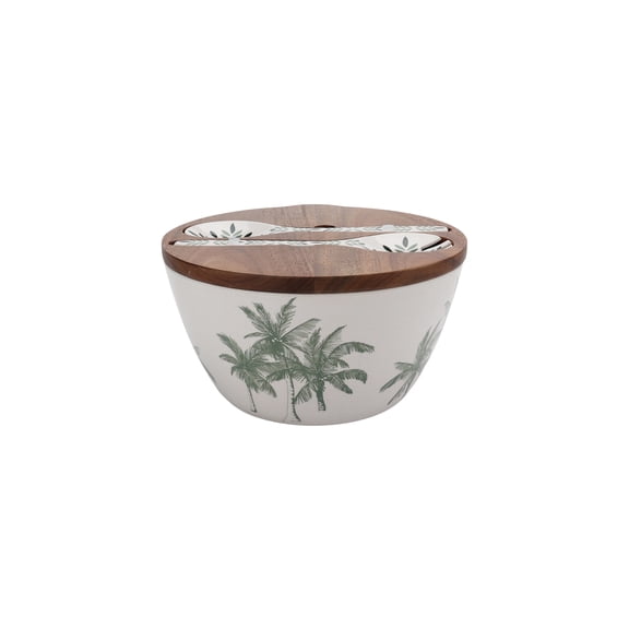 Hometrends Palm Bamboo Melamine Bowl With Wood Lid Set 4-Piece