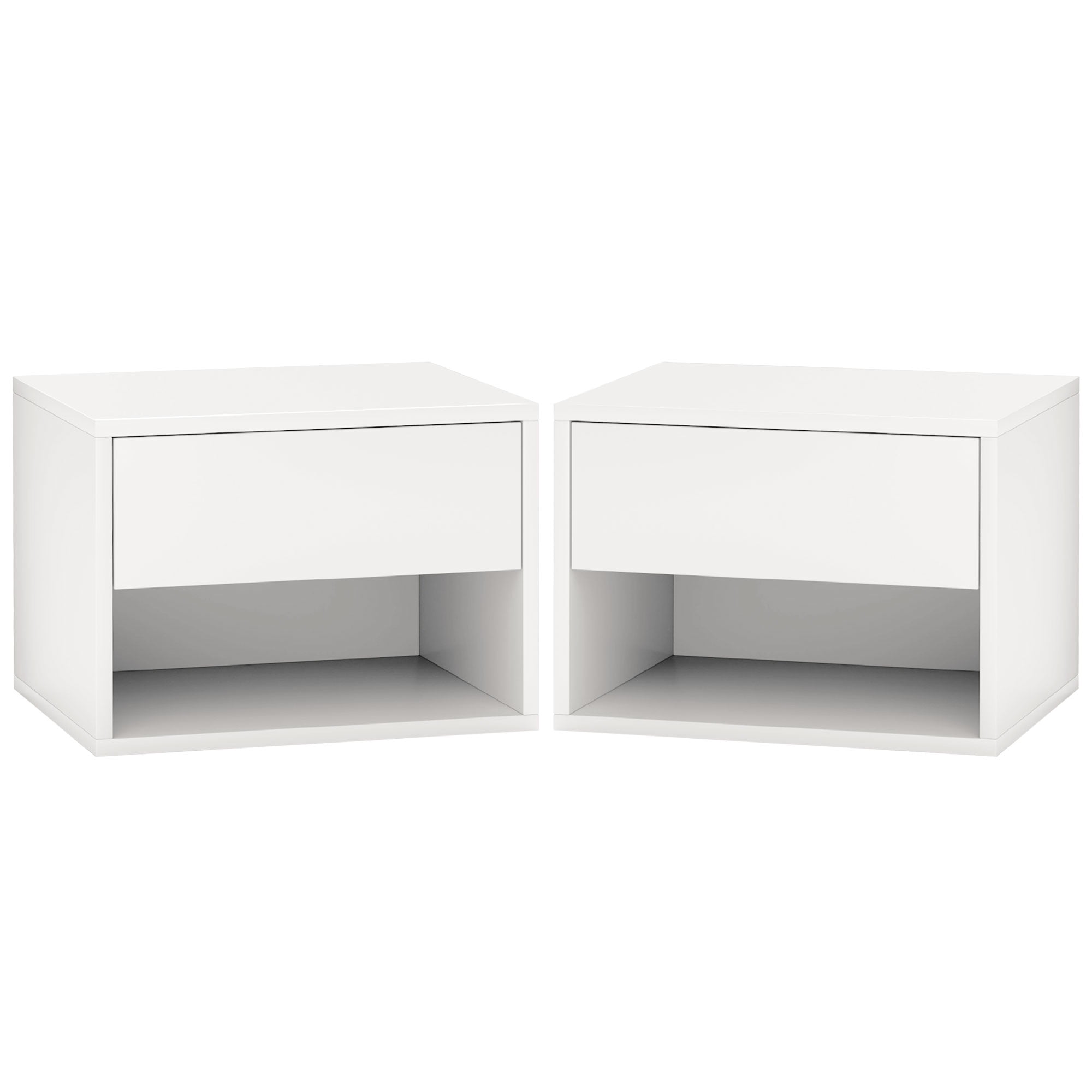 CoSoTower Floating Nightstand Set of 2, Wall Mounted Bedside Table with Drawer for Bedroom, White