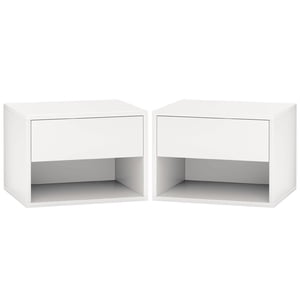 CoSoTower Floating Nightstand Set of 2, Wall Mounted Bedside Table with Drawer for Bedroom, White