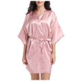 thumbnail image 3 of Women's Soft Long Satin Robes Long Silk Robes Full Length Robes Kimonos Silky Bath Robe Dressing Gowns, 3 of 6