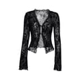 thumbnail image 3 of SHIXIAOO Blouse en Mousseline de Mode pour Femme avec Manches Évasées à Volants Style Petite Robe Noire Chandail Sans Manches Gilet Cardigan Cardigan Chandail Ample, 3 of 3