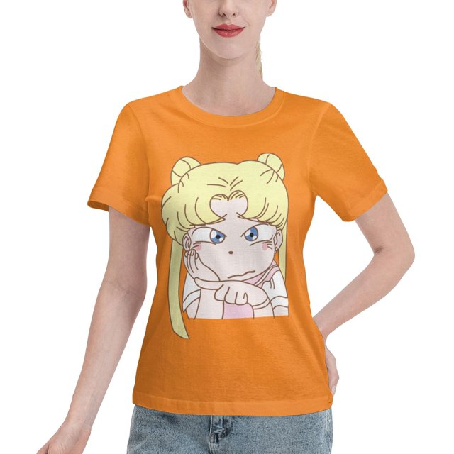Women's Basic Short Sleeve T-Shirt Sailor Moon Q Edition Tsukiha