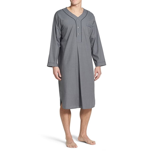 Weiqiqre Robe Musulmane pour Hommes, Taille Moyenne, Manches Longues, Col Montant, Boutons, Tenue d'Intérieur, Confortable, Ample, Robe de Nuit, Coupe Régulière, Construction Tissée pour un Confort Ultime