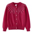 thumbnail image 1 of RXIRUCGD Girls Rhinestone Knitted Cotton Cardigan Jacket( Red, Size:5 Years ), 1 of 3