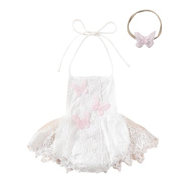 Honganda 0-24M Girl Outfit, Sleeveless Tulle Patchwork Butterfly Romper Dress with Hairband Summer Clothes