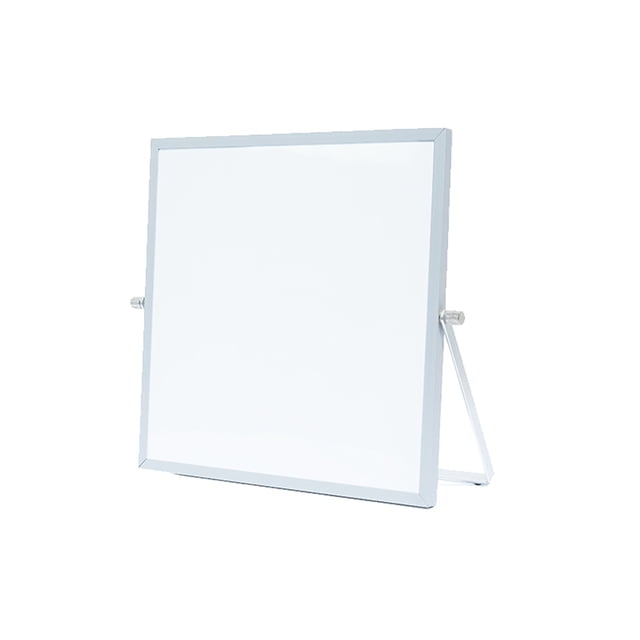 JIELISI White Board Dry Erase Easel Magnetic Whiteboard with Stand, featuring a dual-sided design for versatile use. The whiteboard measures 25.4 x 25.4 cm and includes a sturdy stand for desktop or wall-mounted placement. Made from durable writing board material, it comes with one erasable pen and two magnets, ideal for drawing, painting, teaching, or memos. The compact size and lightweight design make it suitable for students and teachers.