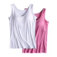 thumbnail image 4 of Womens Cotton Camisole Adjustable Camisole With Frame Bra Stretch Undershirt, 4 of 6