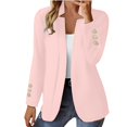 thumbnail image 2 of IMENGL Fall long sleeve notch collar cropped cardigan coat brown, Pink 4XL, Size M-5XL, 2 of 7