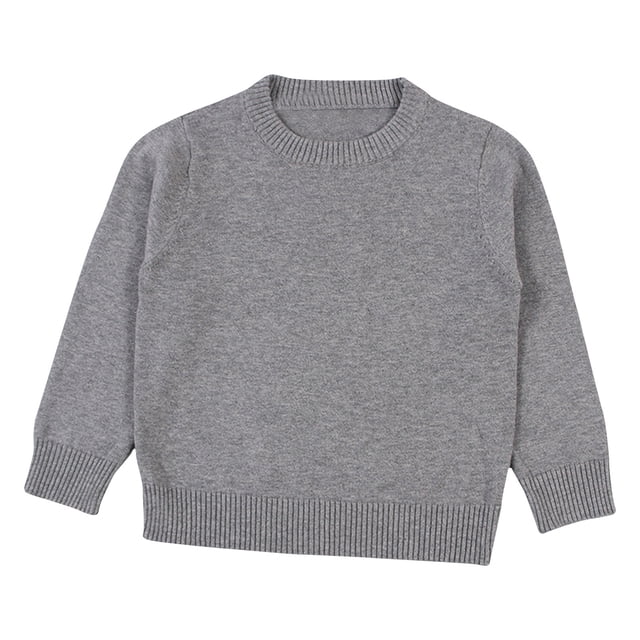 RXIRUCGD Boys And Girls Solid Color Sweater Pullover Knitted Sweater Candy Base Sweater( Gray, Size:2-3 Years )