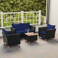 thumbnail image 4 of Costway 4 PCS Wicker Patio Furniture Set with Removable Cushions Storage Coffee Table Navy, 4 of 10