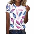 thumbnail image 2 of Pisexur Hauts de Printemps pour Femmes, Chandail Décontracté à la Mode pour Femmes, Imprimé, Manches Courtes, Col Rond, Haut; Chemisiers pour Femmes Chic Décontracté, Hauts pour Femmes Gris, P, 2 of 2