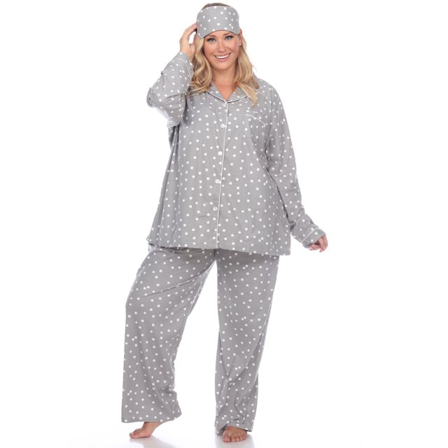 White Mark Women's Three-Piece Button-Down Pajama Set