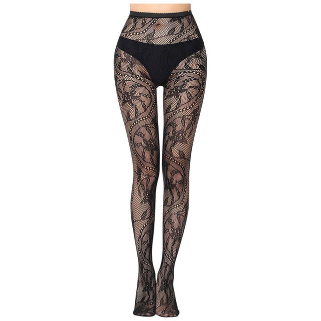 Penkiiy Fishnet Stockings pour Femmes Femmes Pantalons Aguichant Leggings en Maille Transparente Grande Taille Bas Résille Résille Collants Noirs