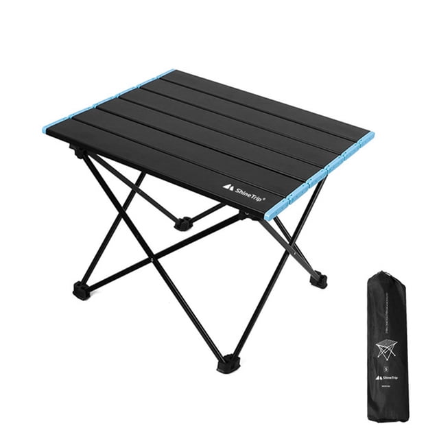 Compact Aluminum Alloy Folding Table for Camping & Picnics - Black Small Size with Anti-Slip Base, Lightweight Design, Easy Setup & Carry Bag Included, Stable Outdoor Portable Tabletop Solution