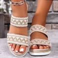 thumbnail image 2 of Sandales Boho pour Femmes de Vacances Espadrilles Ethniques à Plateforme Compensée Pantoufles de Robe Plage Décontractées à Enfiler Chaussures d'Été, 2 of 6