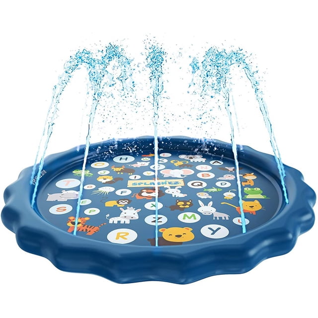 POINTERTECK 66.5” Sprinkler for Kids Sprinkler Splash Mat Outdoor Lawn Water Toys Kids Pool Inflatable Splash Sprinkler Pad Summer Party Play Set for Kids