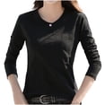 thumbnail image 1 of Plebaso Chemises à Manches Longues pour Femmes Col Rond Bas Confortables Hauts Décontractés Couleur Unie Blouses pour Femmes M-4TG, 1 of 3