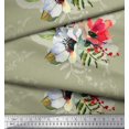 thumbnail image 3 of Soimoi Poly Georgette Fabric Dot,Leaves & Anemone Flower Fabric Prints By Yard 52 Inch Wide, 3 of 3