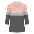 thumbnail image 5 of Hot6sl Économies d'Été Liquidation Blouse & Chemise à Manches Courtes Col Rabattu, T-shirt Assorti pour Femmes Col en V Col Rabattu Manches 3/4, Haut en polyester pour Femmes Rose, m, 5 of 5