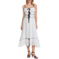 thumbnail image 1 of Gupgi Robe Longue à Bretelles pour Femmes, Cami, Sans Manches, à Nouer, à Bretelles Spaghetti, à Volants, Fluide, Robe d'Été Décontractée, Robes Nuisette, 1 of 9