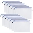 thumbnail image 1 of 12 Pieces A4 Zipped Document Pouch, File Folders, Transparent PVC Plastic File Storage Pouches Holder Organization Bags for Business Receipts Offices Travel, 1 of 6