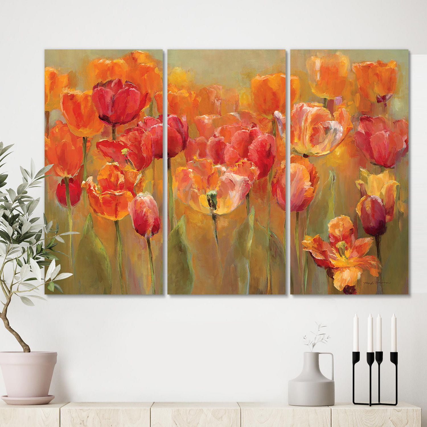 Designart Tulipes rouges Art mural sur toile