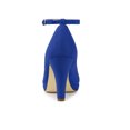 thumbnail image 2 of BLISSFUL STEP Chaussures pour Femmes Bout Rond Talon Aiguille Bride à la Cheville Escarpins Bleu Foncé 6, 2 of 7