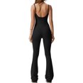 thumbnail image 3 of Fortune Yoga Jumpsuits for Women Backless Bodycon Romper Solid Color Flare Pants, 3 of 8